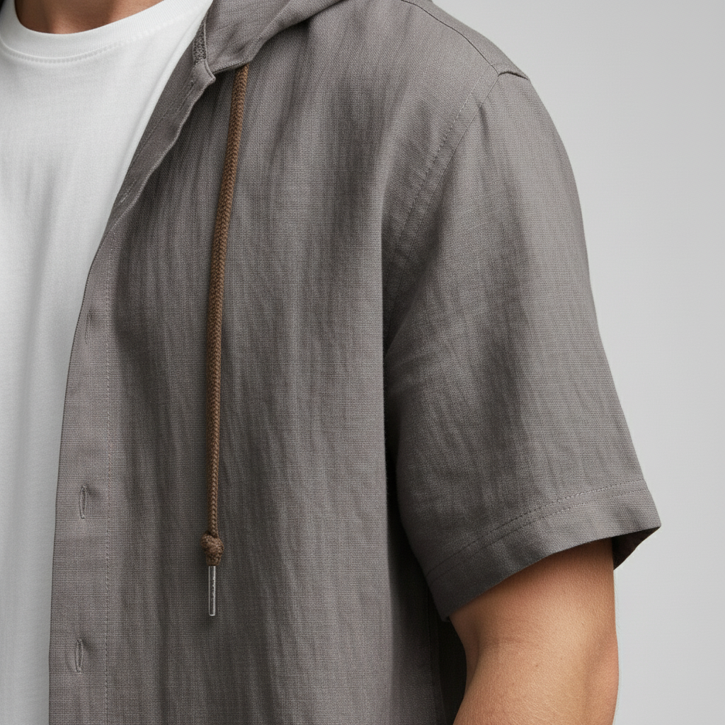 Luca Lombardi Linen Hooded Short Sleeve