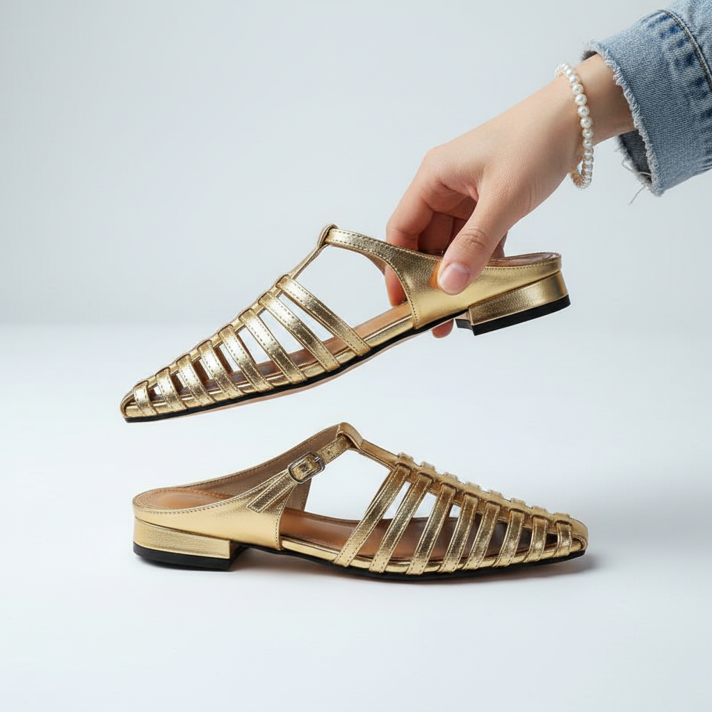 Penelope Roman Caged Flats