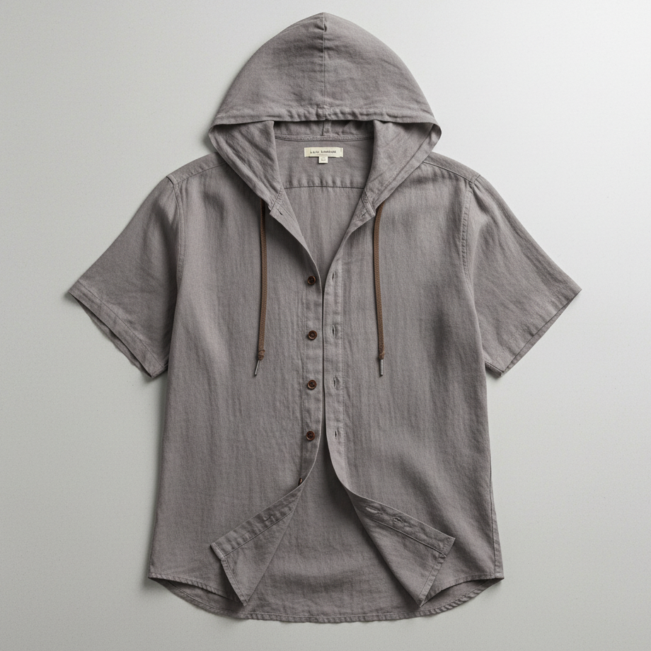 Luca Lombardi Linen Hooded Short Sleeve