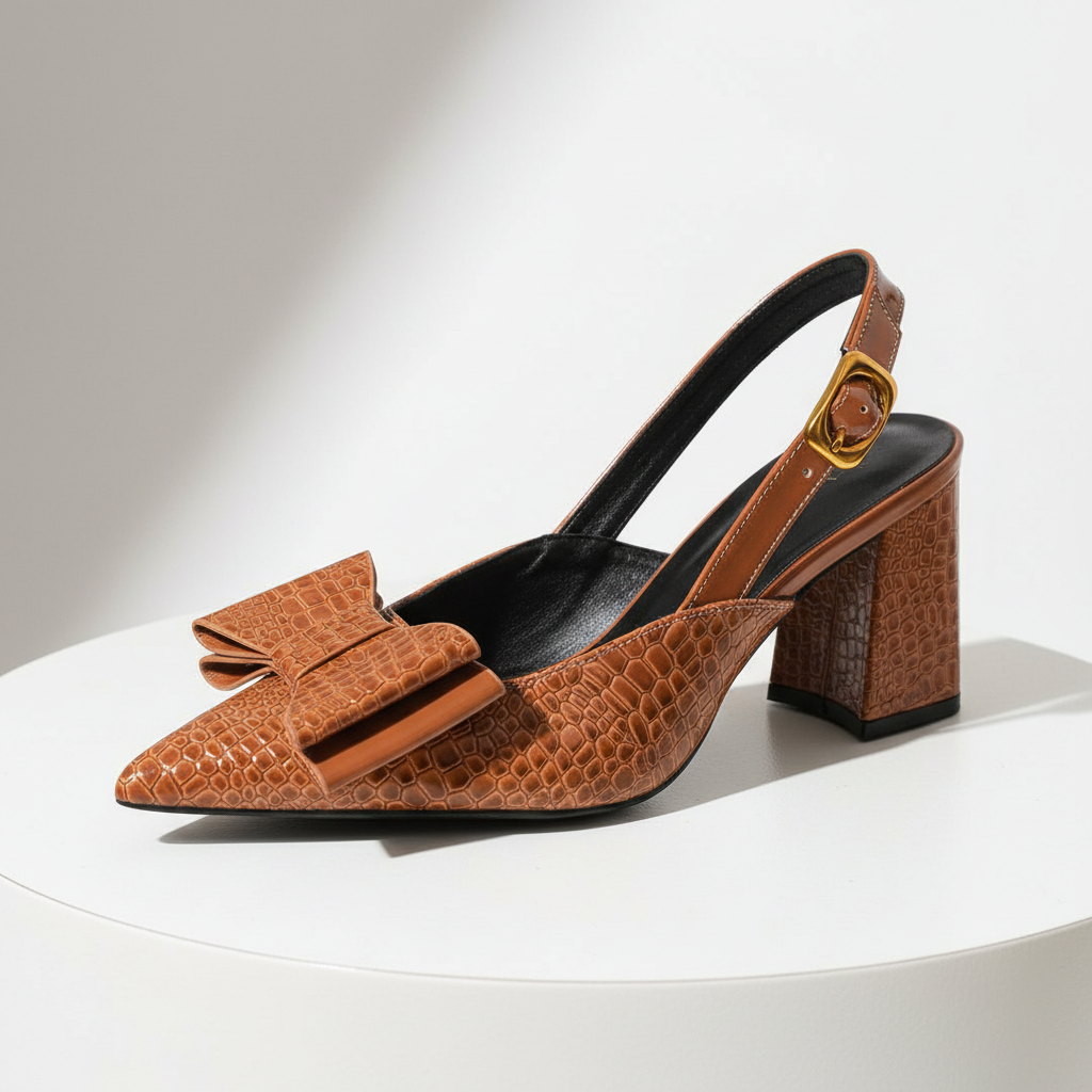 Penelope Croc Bow Heels
