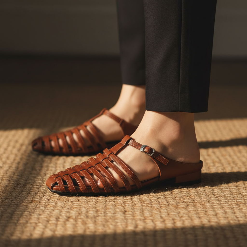 Penelope Roman Caged Flats