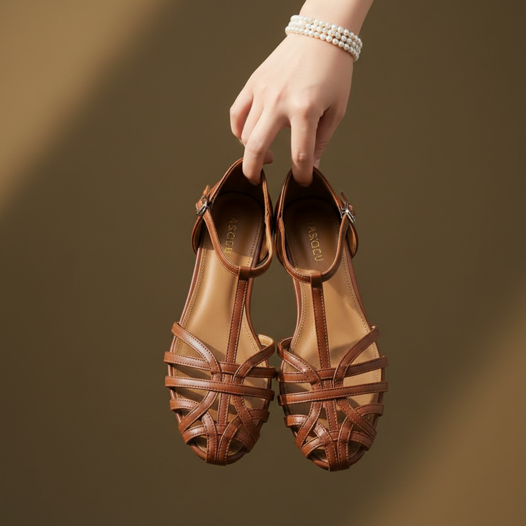 Penelope Basket Roman Flats
