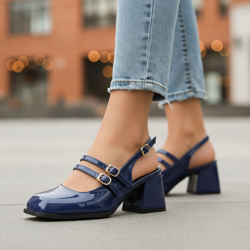 Penelope Buckle Rounded Heels