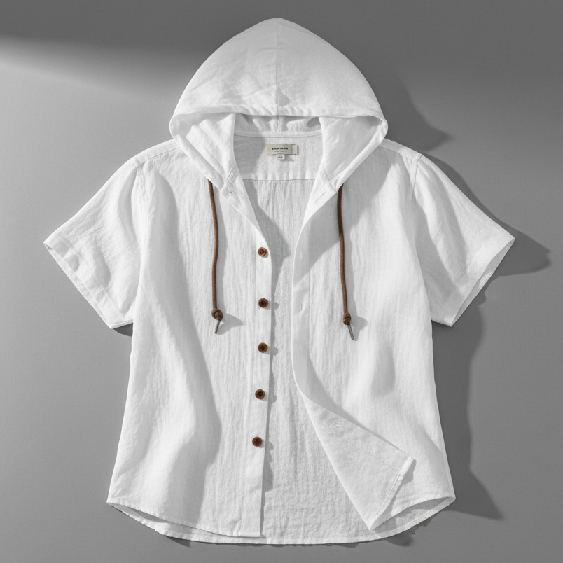 Luca Lombardi Linen Hooded Short Sleeve