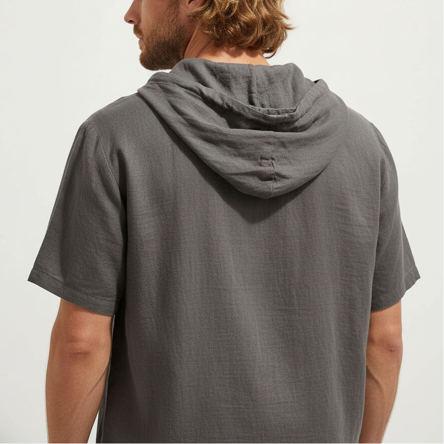 Luca Lombardi Linen Hooded Short Sleeve