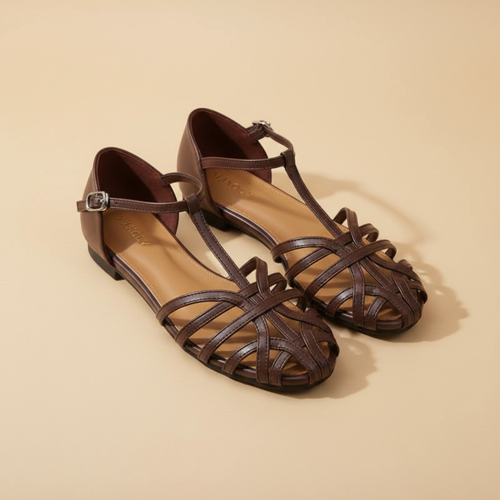Penelope Basket Roman Flats