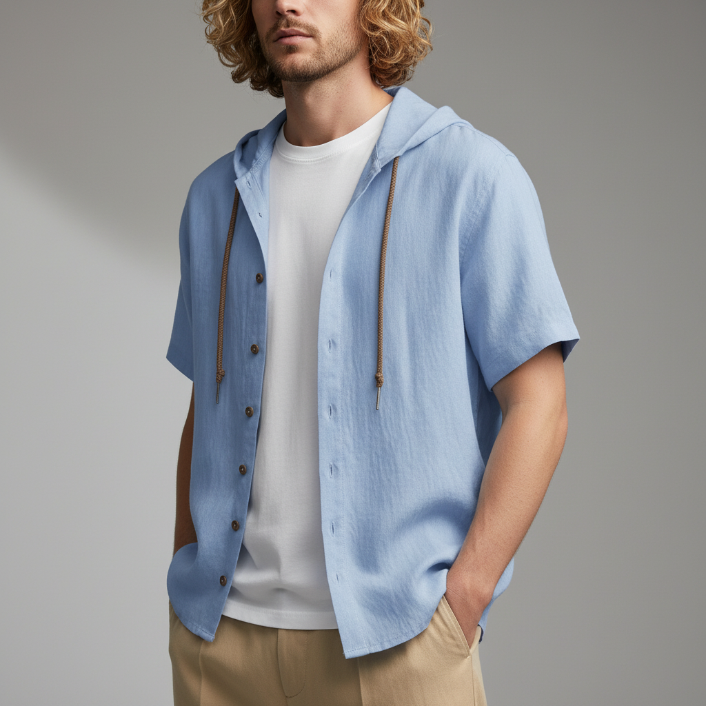 Luca Lombardi Linen Hooded Short Sleeve