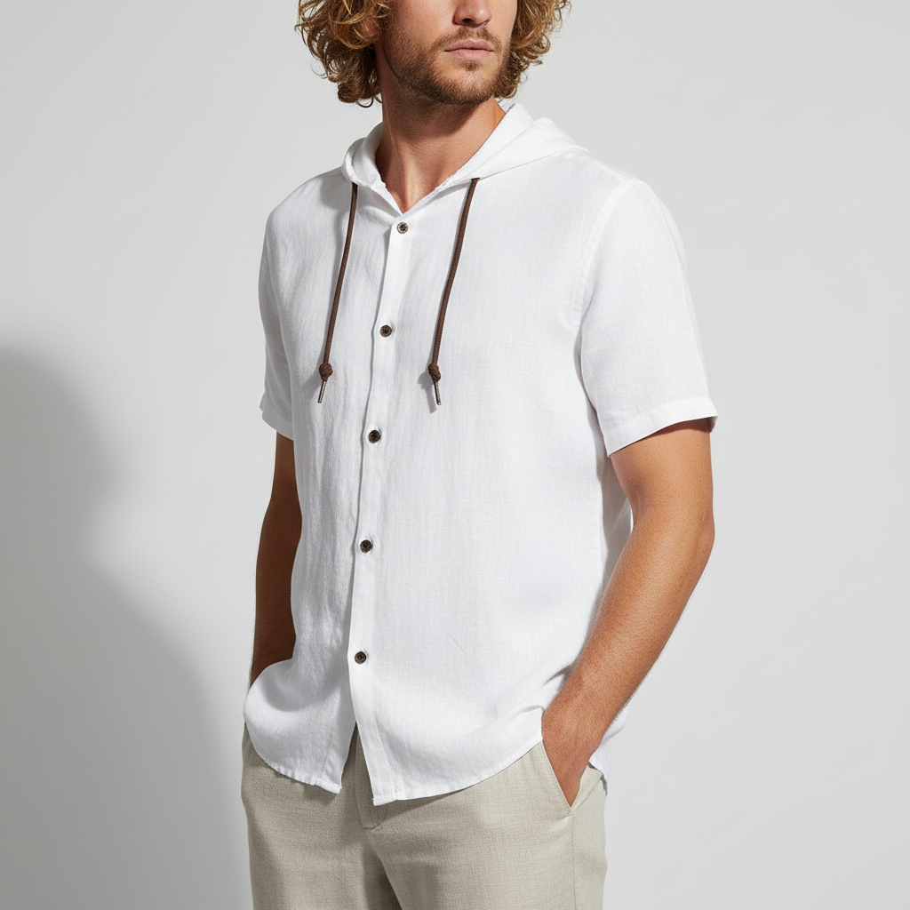 Luca Lombardi Linen Hooded Short Sleeve