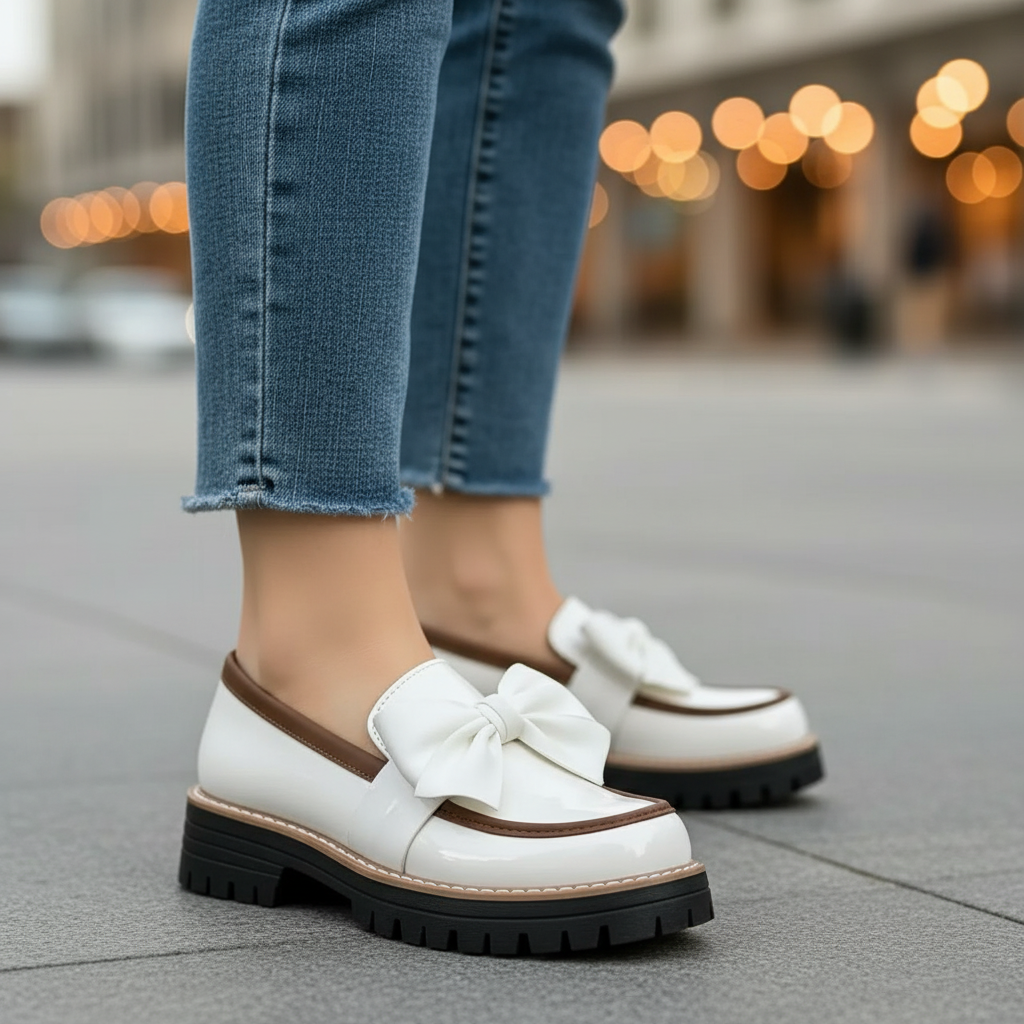 Avéra Contrast Bow Loafers
