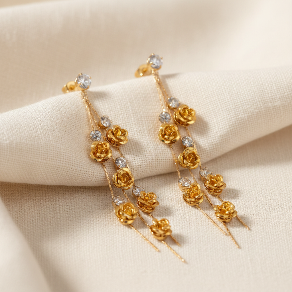 Adorá Dangling Rose Earrings