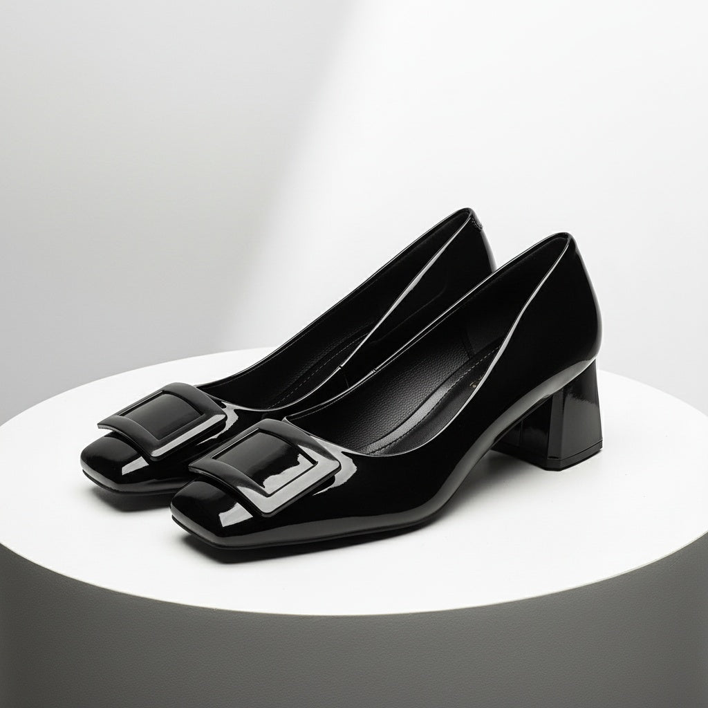 Ruth Rose Square Buckle Heels