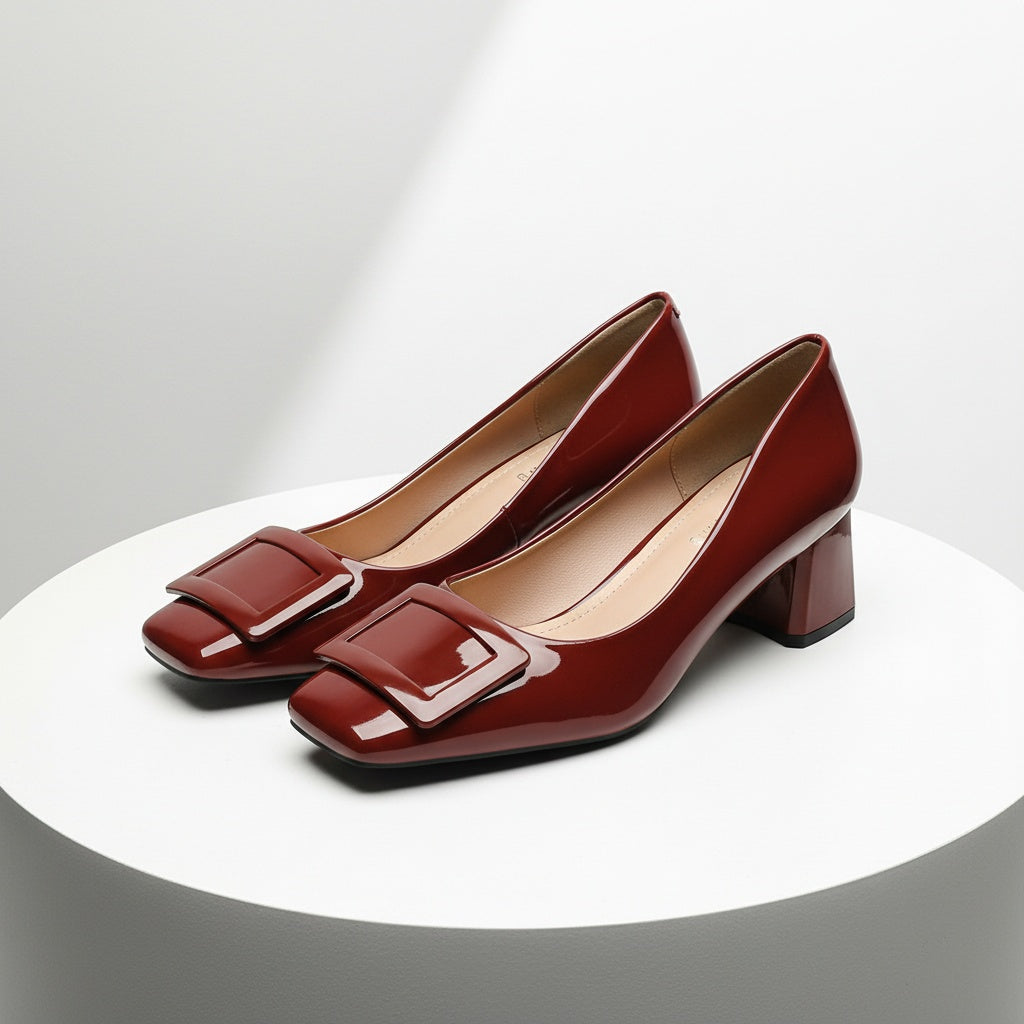 Ruth Rose Square Buckle Heels