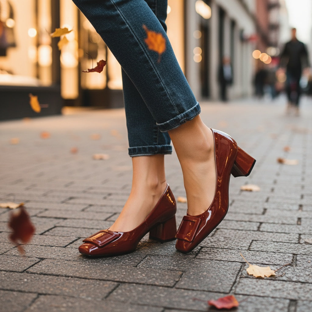 Ruth Rose Square Buckle Heels