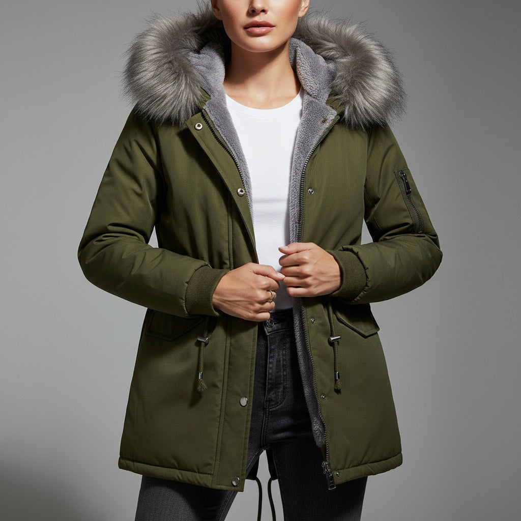 Avéra Cinched Fleeced Parka Coat