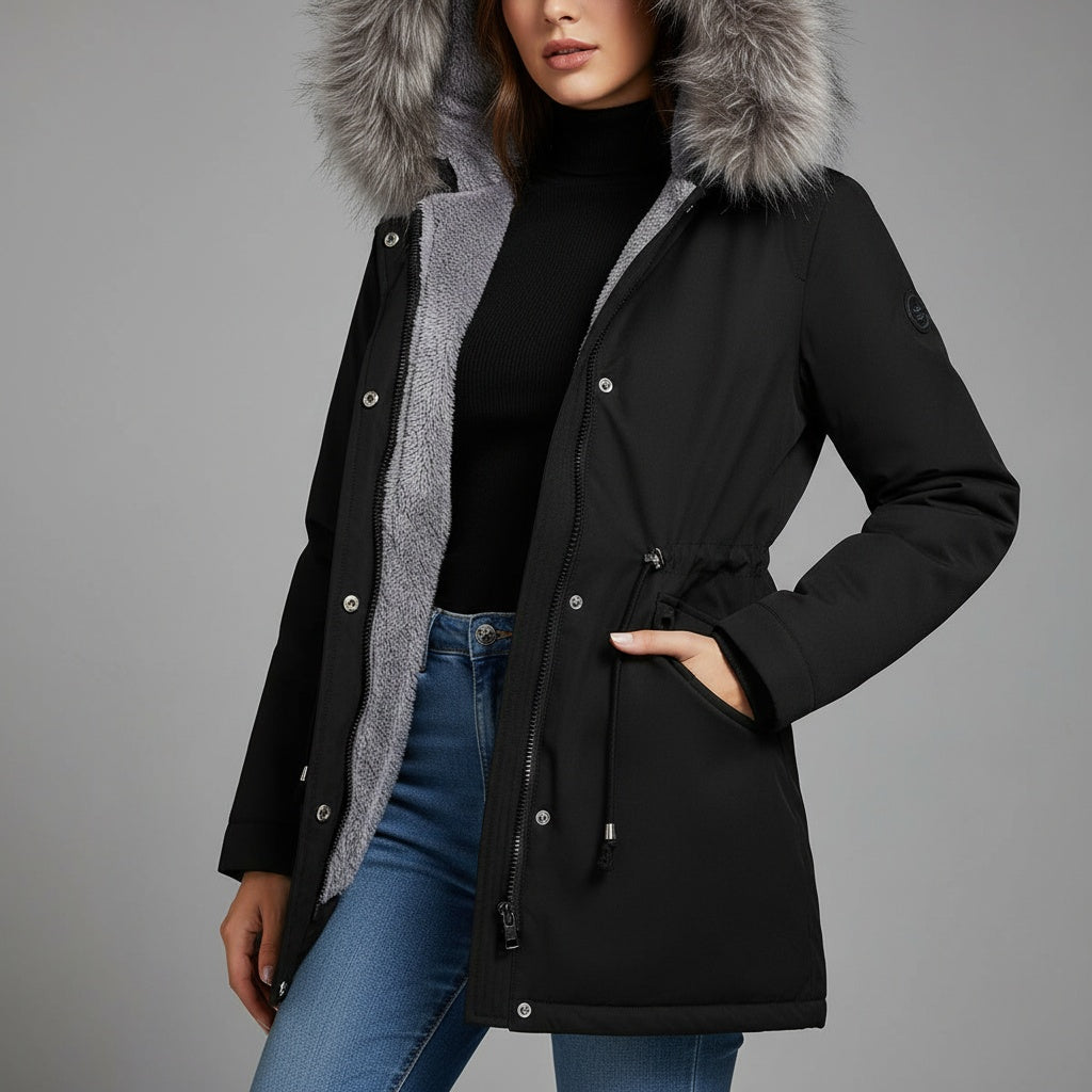 Avéra Cinched Fleeced Parka Coat