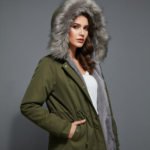 Avéra Cinched Fleeced Parka Coat