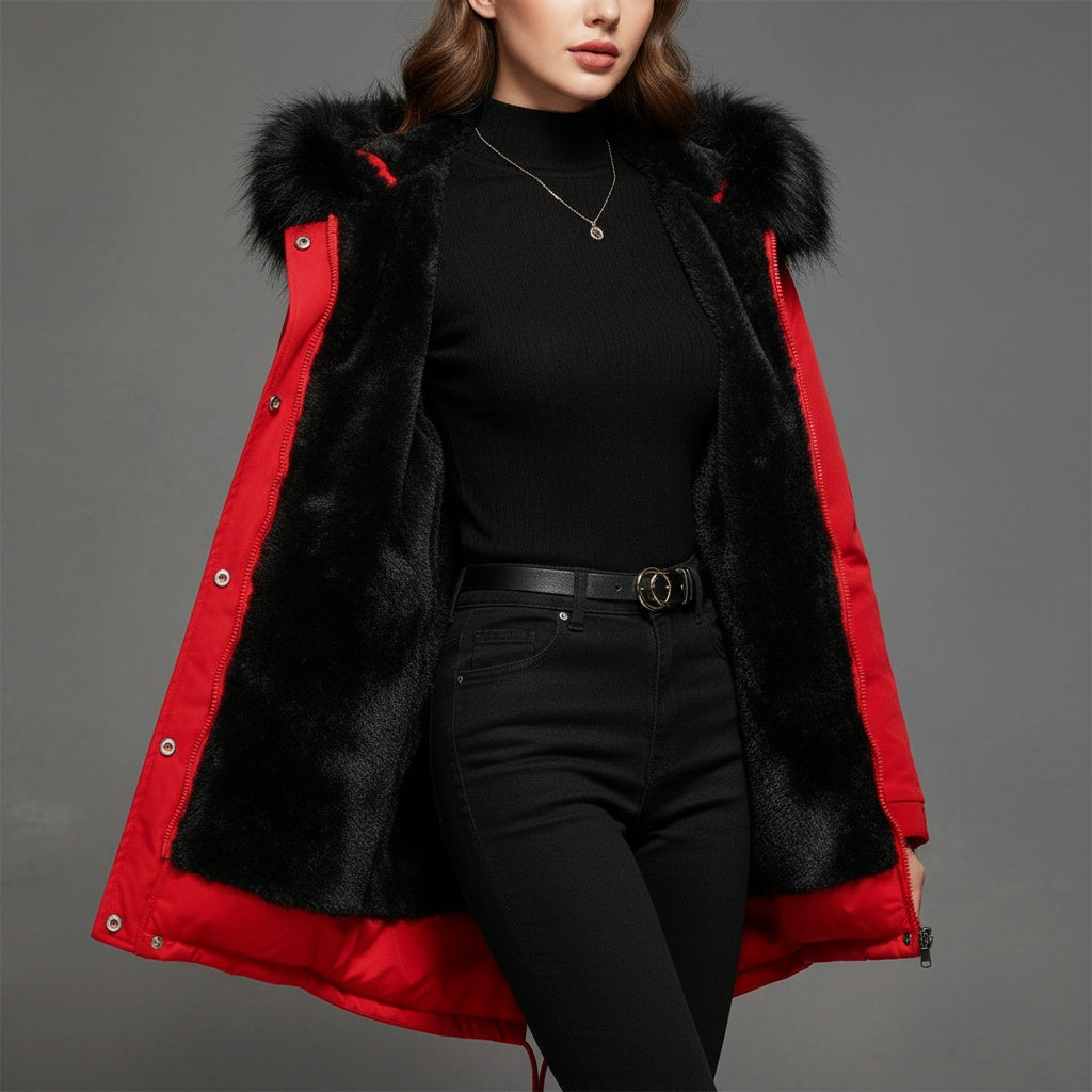 Avéra Cinched Fleeced Parka Coat