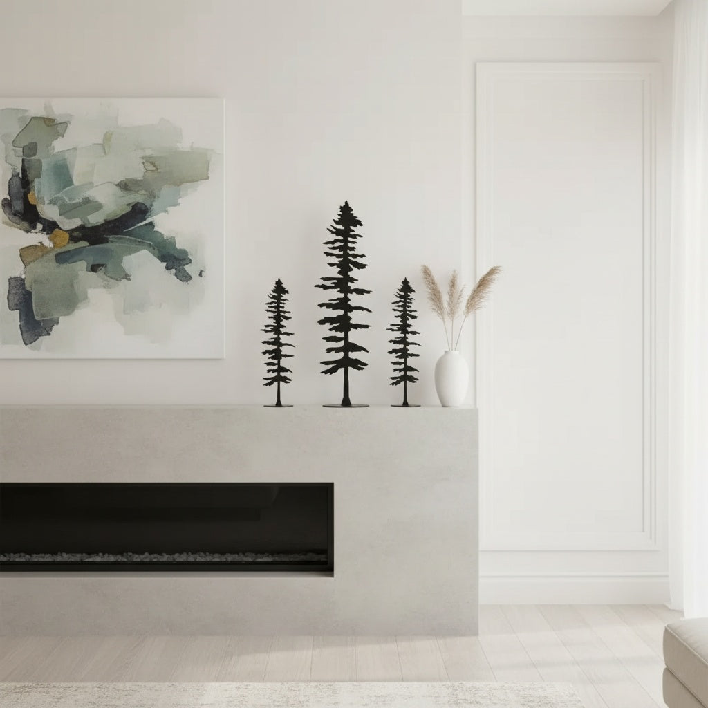 Mason Arts Pine Tree Metal Decor (Set of 3)