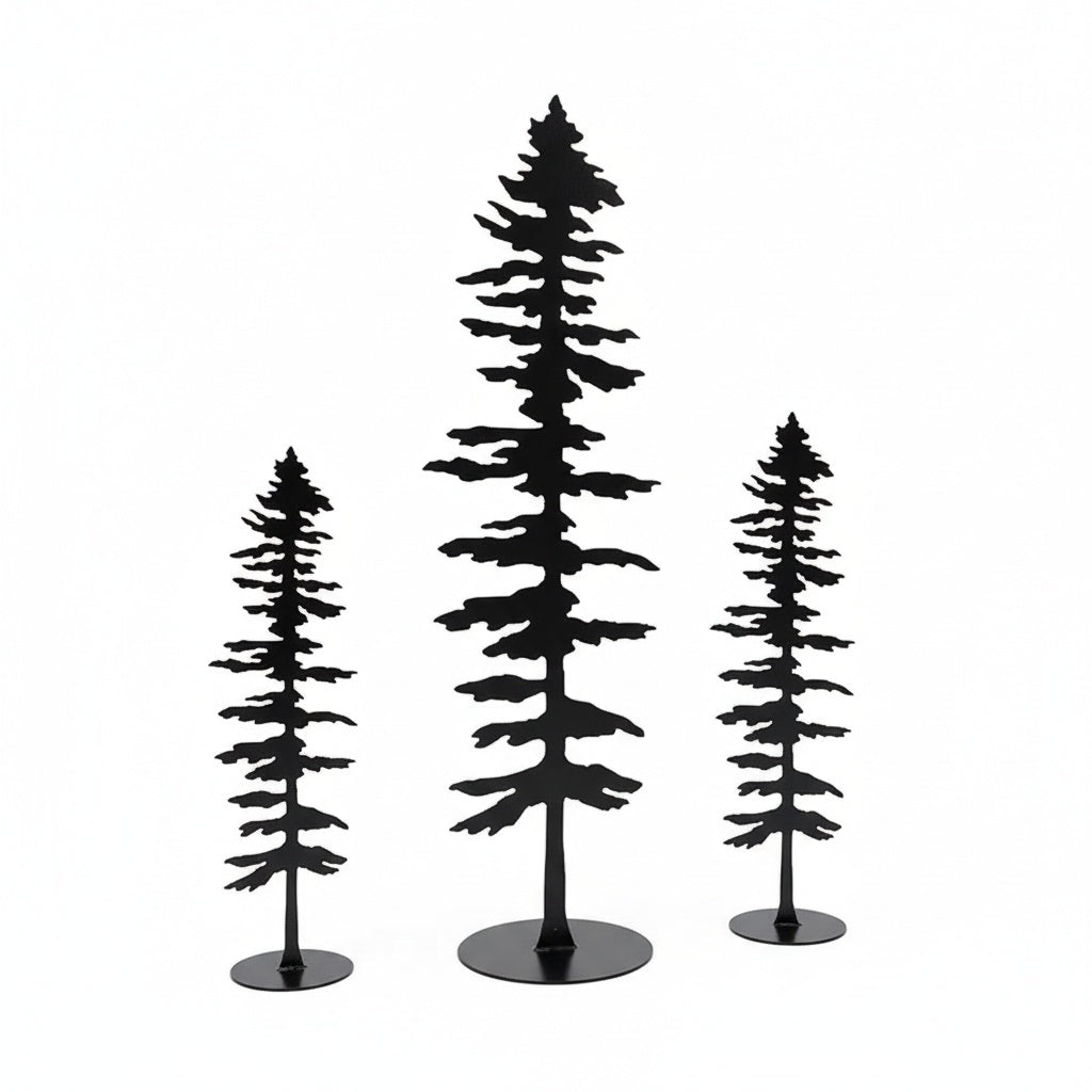 Mason Arts Pine Tree Metal Decor (Set of 3)
