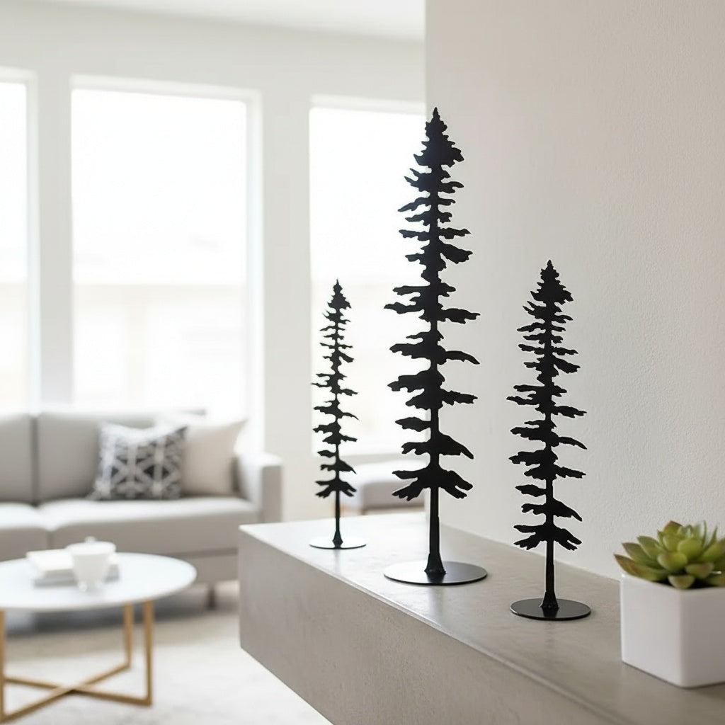 Mason Arts Pine Tree Metal Decor (Set of 3)