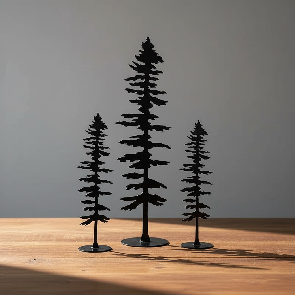Mason Arts Pine Tree Metal Decor (Set of 3)