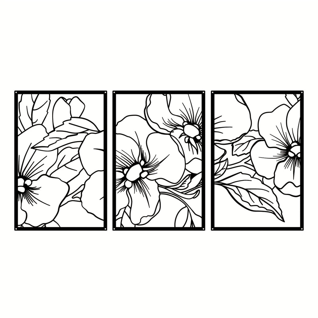 Terrá Home Japanese Floral Metal Wall Art (Set of 3)