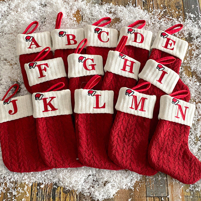 Classic A-Z Lettered Christmas Knitted Stockings