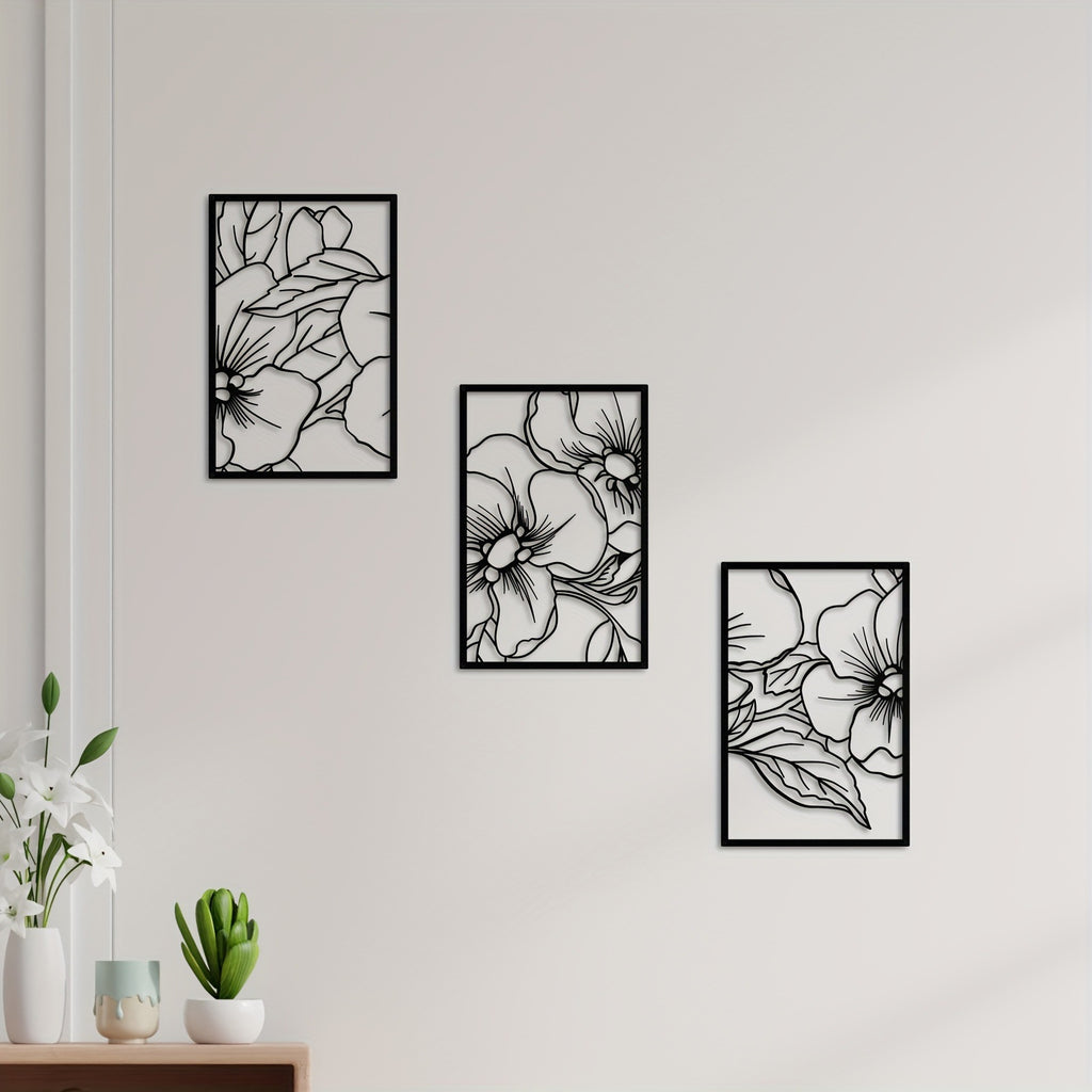 Terrá Home Japanese Floral Metal Wall Art (Set of 3)