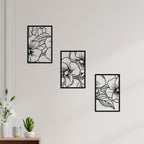 Terrá Home Japanese Floral Metal Wall Art (Set of 3)