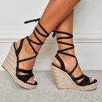 Avéra Ribbon Rope Wedge Sandals