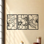 Terrá Home Japanese Floral Metal Wall Art (Set of 3)