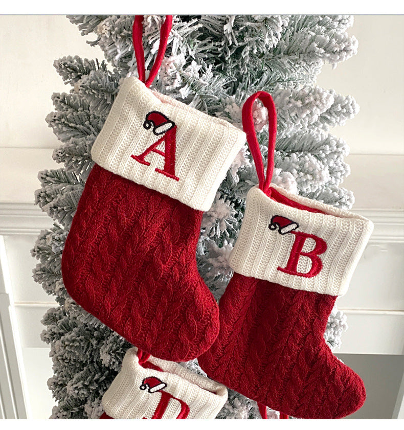 Classic A-Z Lettered Christmas Knitted Stockings
