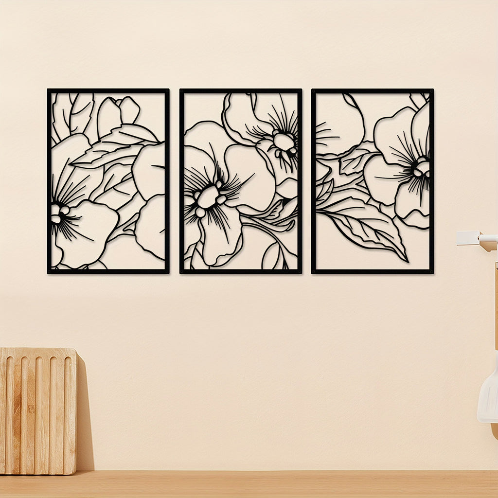 Terrá Home Japanese Floral Metal Wall Art (Set of 3)