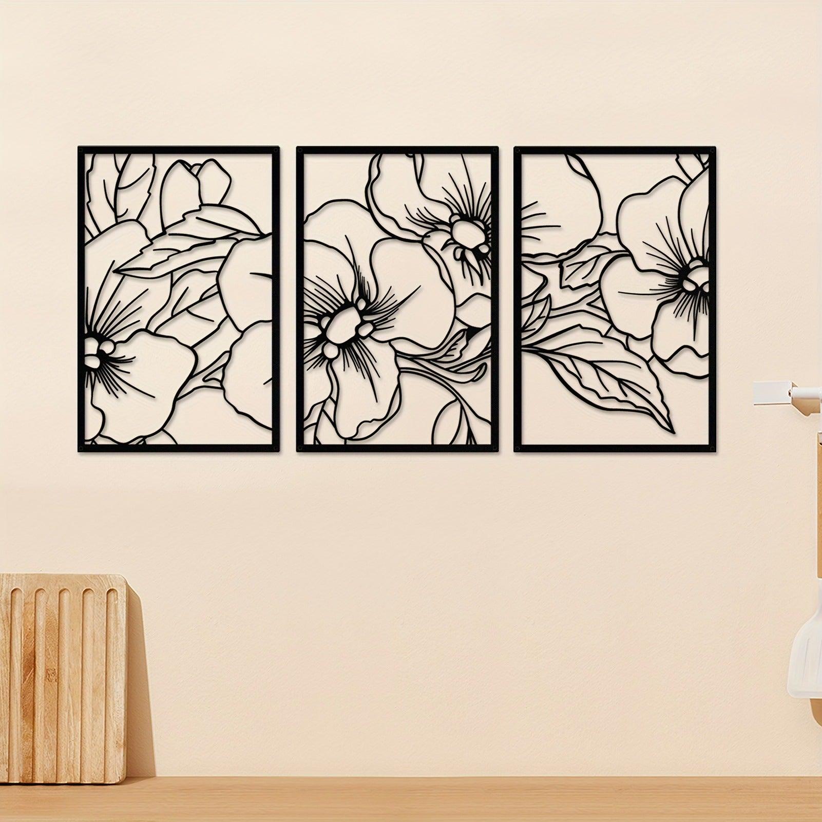 Terrá Home Japanese Floral Metal Wall Art (Set of 3)