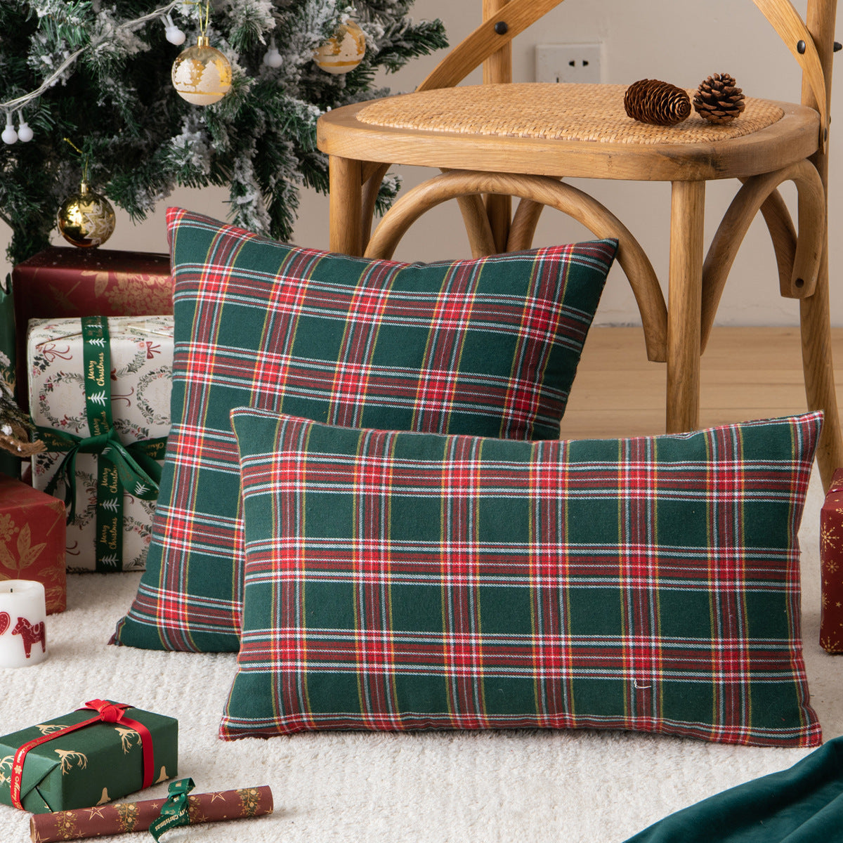 Terrá Home Christmas Plaid Sofa Pillowcase