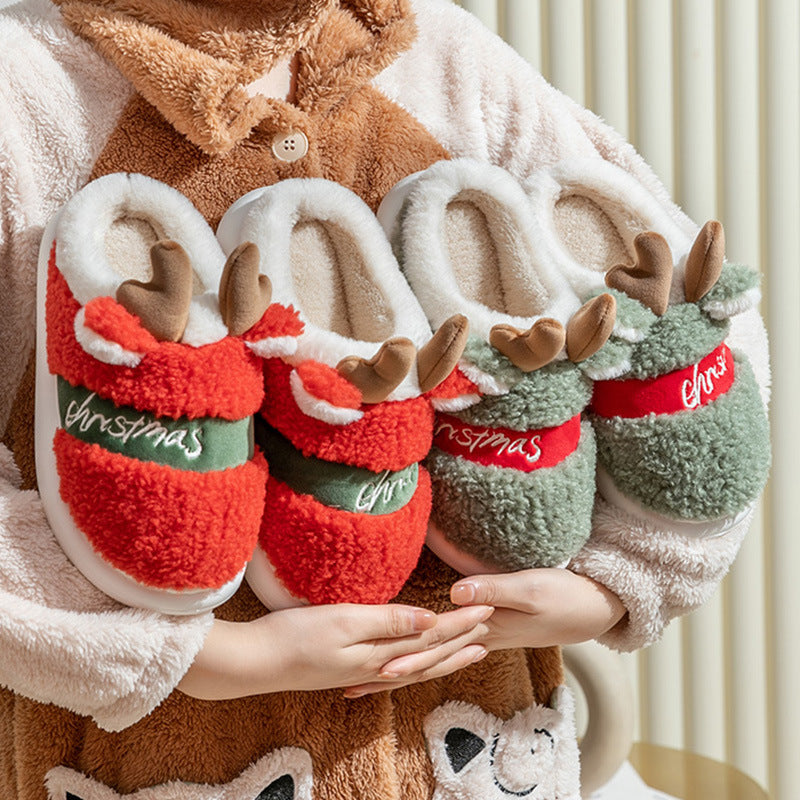 Holly & Pine Reindeer Plush Women's Slippers