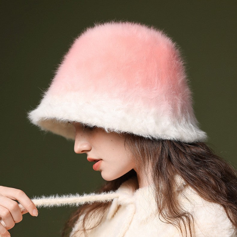 Vionna Soft Felt Fur Bucket Hat