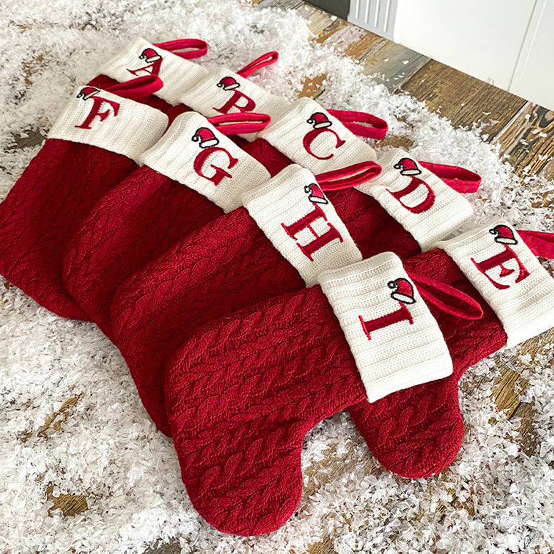 Classic A-Z Lettered Christmas Knitted Stockings