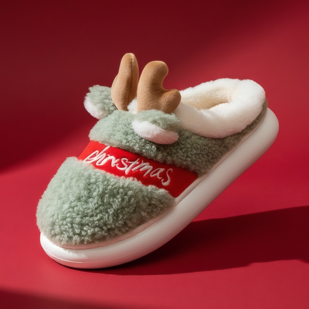 Holly & Pine Reindeer Plush Women's Slippers