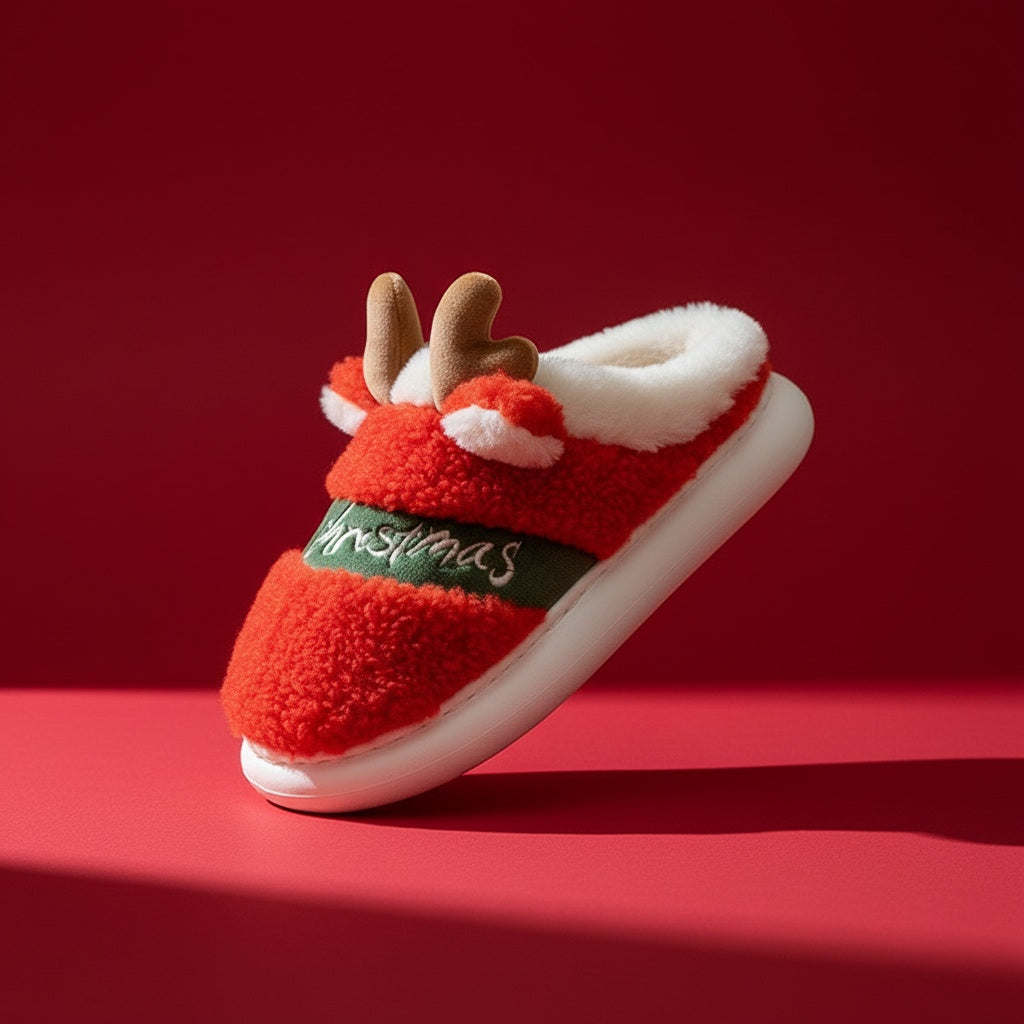 Holly & Pine Reindeer Plush Women's Slippers