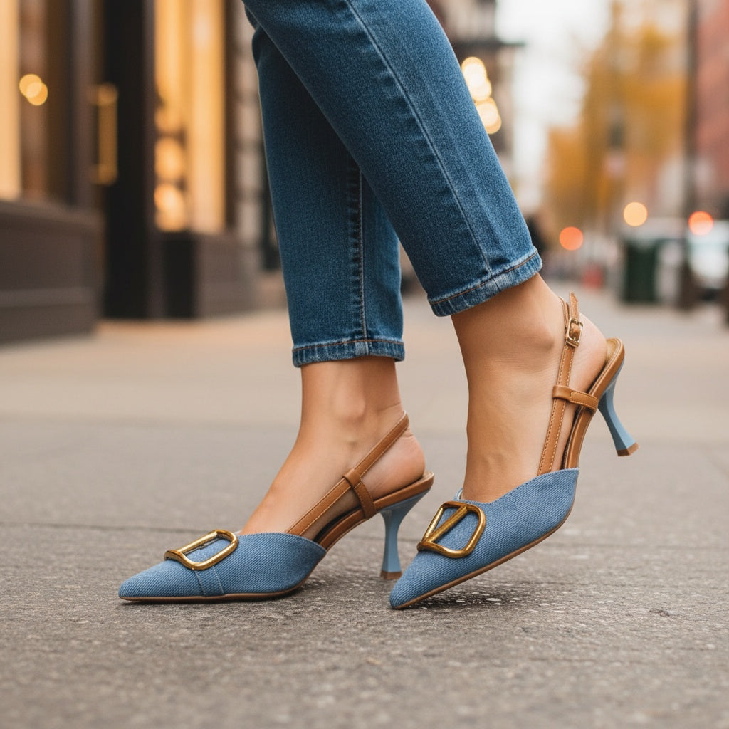 Ruth Rose Denim Slingbacks