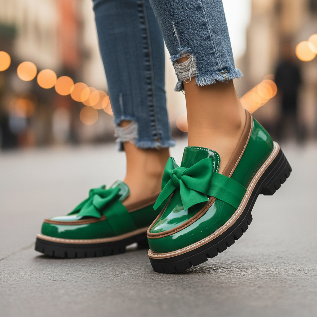 Avéra Contrast Bow Loafers