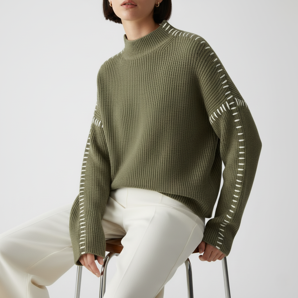 Ava Studio Cross Knit Turtleneck