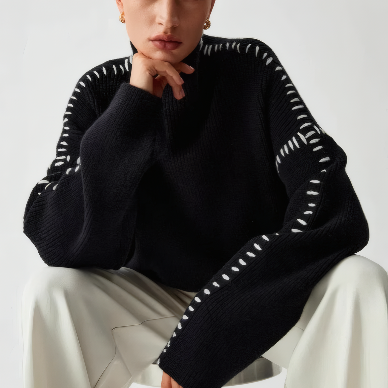 Ava Studio Cross Knit Turtleneck
