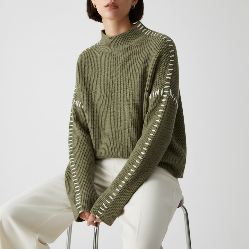 Ava Studio Cross Knit Turtleneck