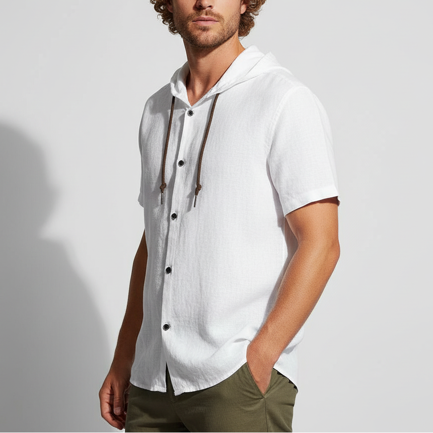 Luca Lombardi Linen Hooded Short Sleeve