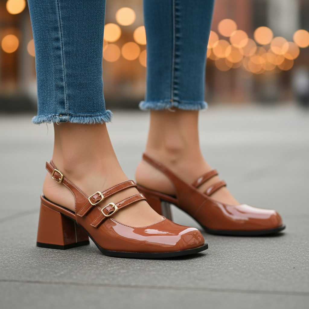 Penelope Buckle Rounded Heels