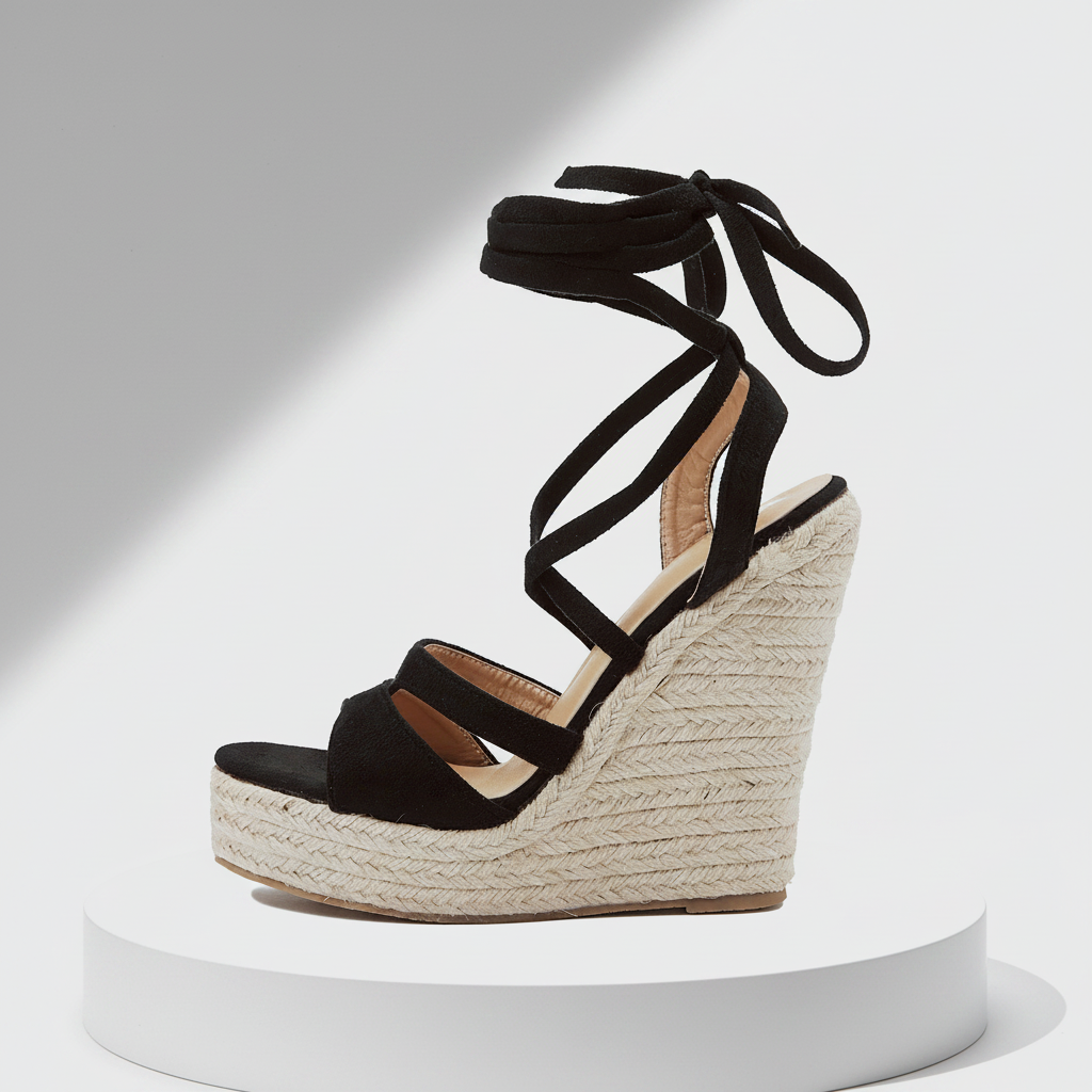 Avéra Ribbon Rope Wedge Sandals