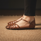 Penelope Basket Roman Flats