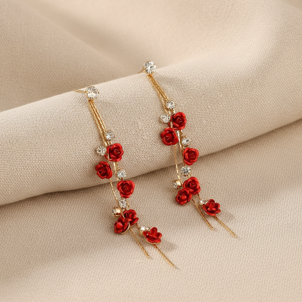 Adorá Dangling Rose Earrings